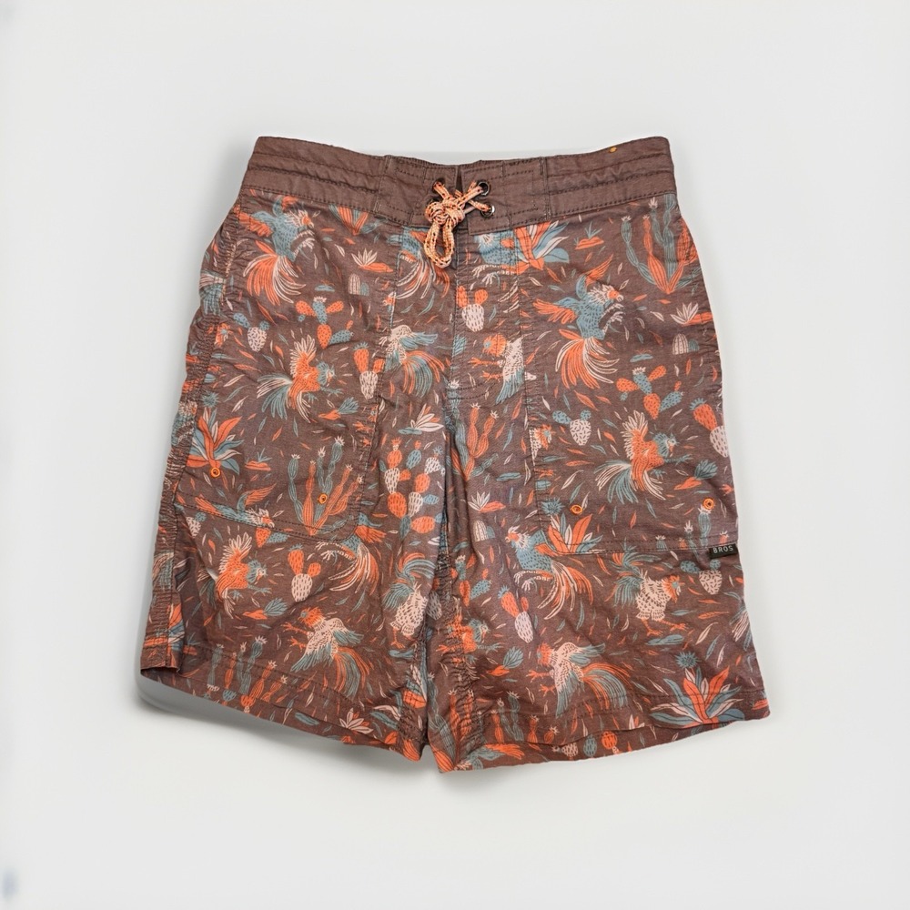 Howler Brothers Boys Large Horizon Hybrid Shorts Brown Rooster Cactus Print L